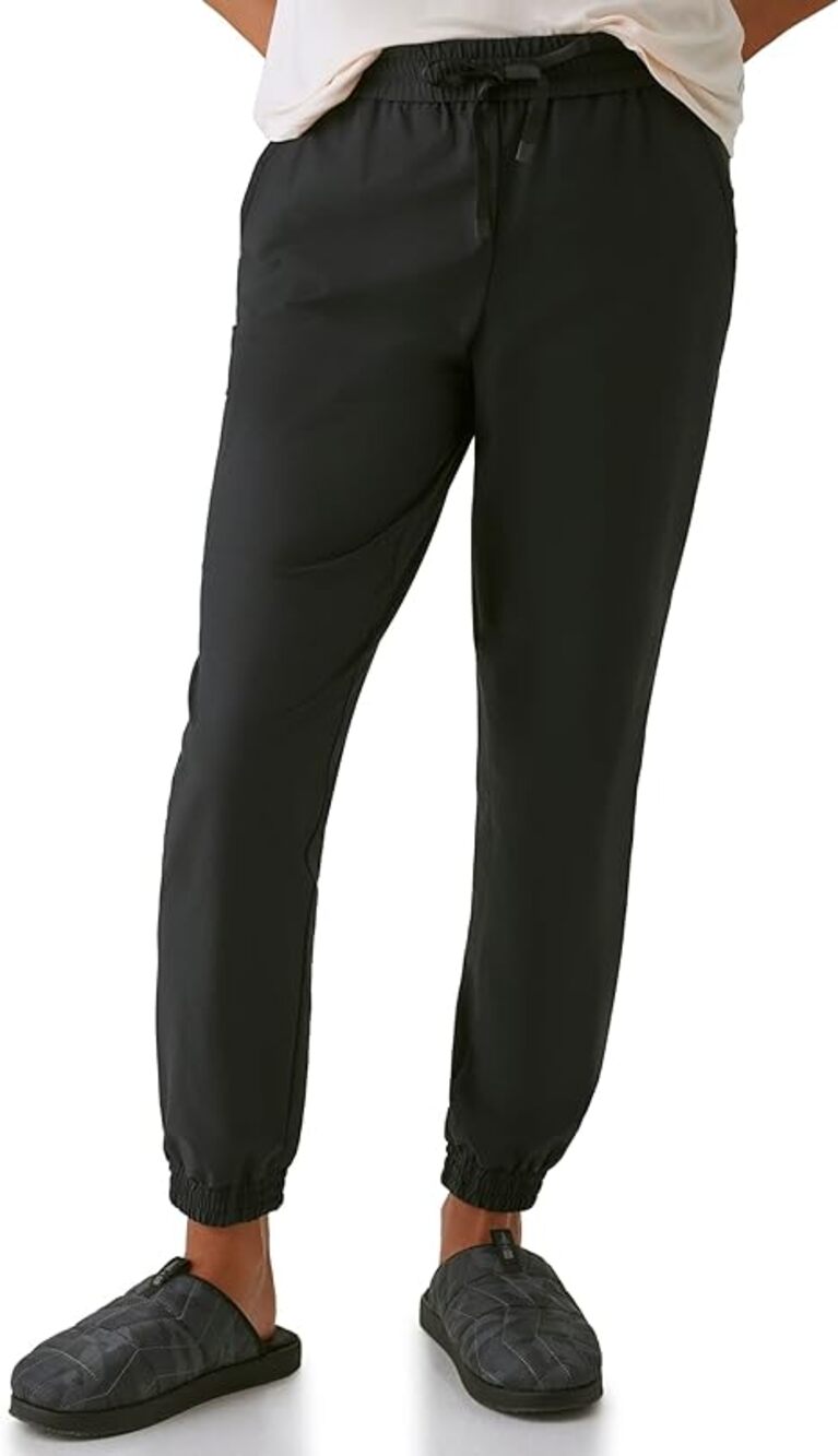 Bass Outdoors Womens Woven Sweatpants Small Black Drawstring Joggers NWT